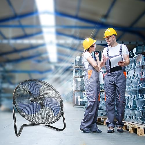 TEMPWARE 20 Inch High Velocity Industrial Floor Fan with 360° Tilt, Blue