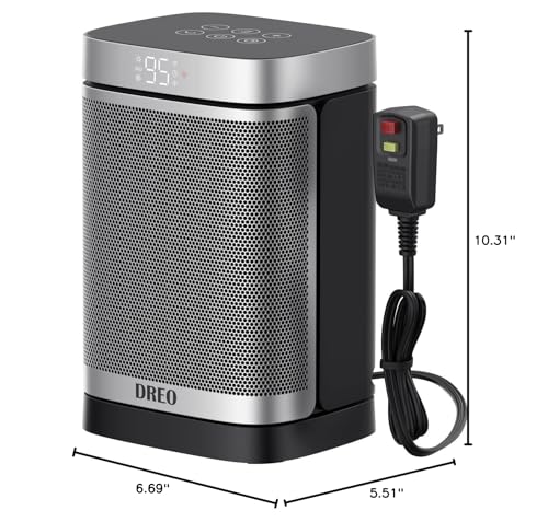 DREO Space Heater for Bathroom and Indoor, Portable Heater, 1500W Safe and Quiet PTC Ceramic Heater, 41-95°F Digital Thermostat, 70°Oscillating, Remote, ALCI Safety Plug, 12h Timer, 5 Modes