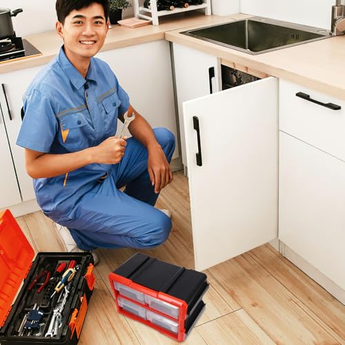 Gadpiparty Portable Hardware Storage Organizer with Multi-drawer Modular Design, Pvc Small Parts Organizer Box for Screws, Fasteners, and Crafting, Space-saving Tool Storage Drawer Cabinet