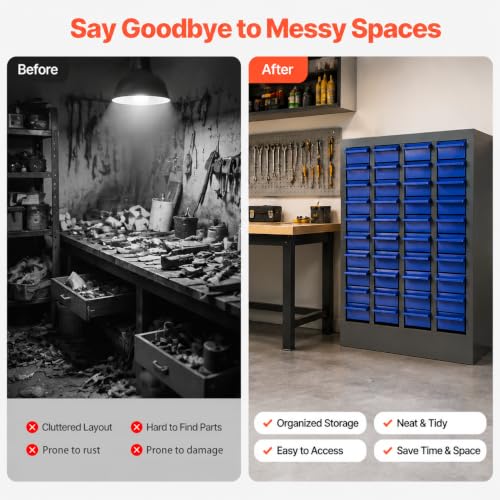 QUARPAL 40-Drawer Small Parts Cabinet Organizer with 200 Dividers, 40 Labels, Heavy Duty Steel Bolt Bin with ABS Drawers, Bolt and Nut Tool Storage Cabinet for Hardware, Nut, Bolt, Screw