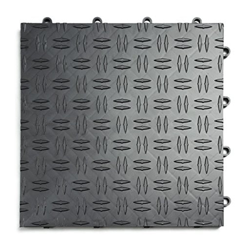 Big Floors GarageTrac Garage Floor Tiles, Interlocking Garage Flooring, Diamond Pattern Non-Slip Heavy-Duty Copolymer Modular Tile, Easy Install (Graphite, 48 Pack of 12 x 12" Tiles, 48 Sq Ft)