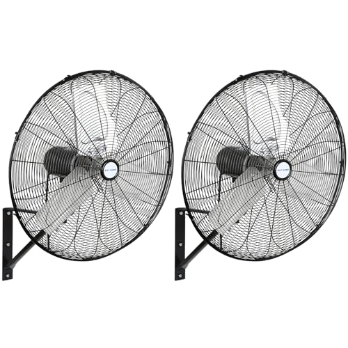 BILT HARD 6500 CFM 24in. High Velocity Industrial Wall Mounted Fan, 3-Speed Oscillating Heavy Duty Air Circulator for Commercial Use, Garage, Warehouse, Factory and Jobsite, 2 Pack