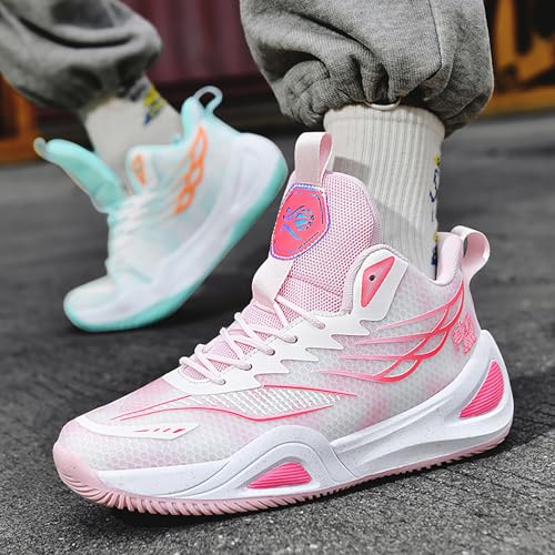 Huogra High Top Womens Mens Basketball Shoes Breathable Non Slip Outdoor Sneakers Comfortable Fashion Athletic Training Sport Shoes