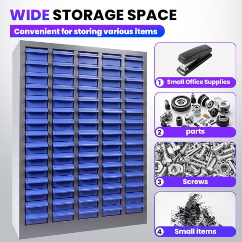 Nut and Bolt Storage Cabinet with ABS Drawer,Steel Small Parts Storage Organizer,35.4" Hx8.66 Dx25.8 W Screw Organization for Garage Hardware,Nails,Fastener,Bolts,and More (75 ABS Drawers) (75)