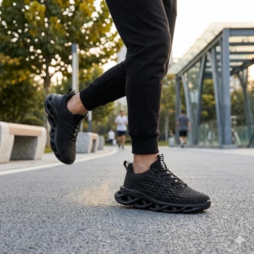 HOMASS Mens Walking Shoes Tennis Casual Fashion Running Sneakers Black