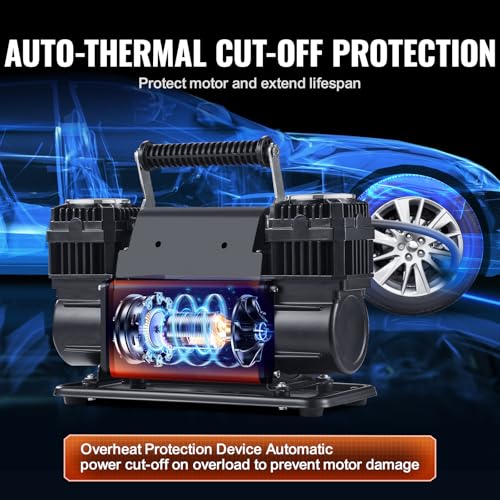 VEVOR 10.6 CFM Heavy Duty Air Compressor, 30s Fast Inflation | Dual-Cylinder Portable Tire Inflator, 12V 150PSI Offroad Air Pump with Adapters for Trucks Car SUV 4 x 4 Vehicle RV