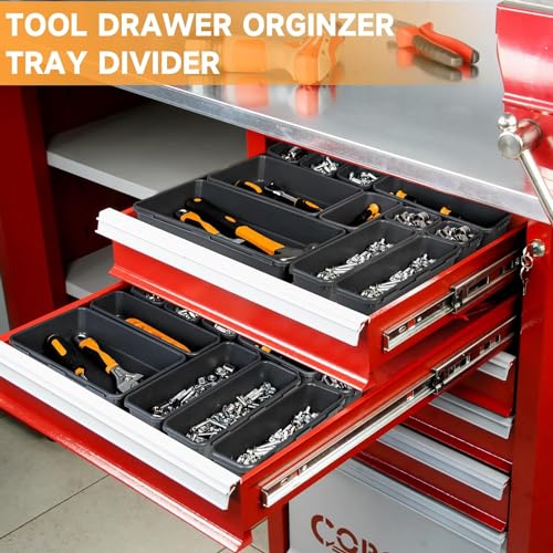 FLYVOLE Tool Box Organizer Tray, 24 PCS & 5 Sizes, Black