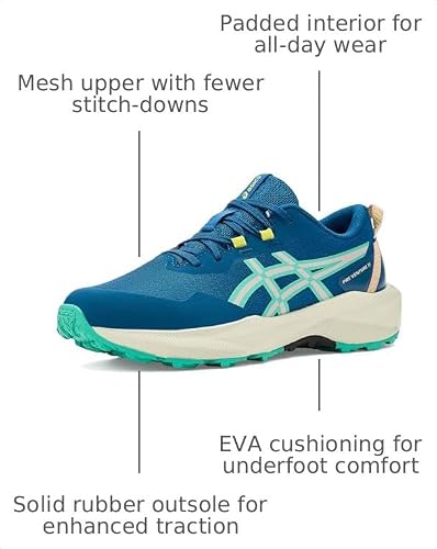 ASICS Kid's PRE Venture 11 Grade School Running Shoes, 4, Twilight Blue/Aurora Green