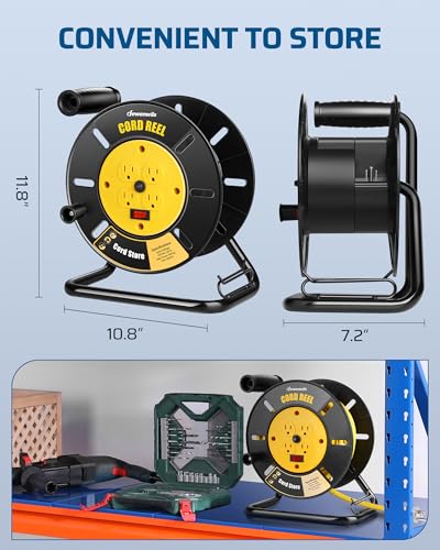 DEWENWILS Extension Cord Storage Reel, Hand Wind Retractable Open Cord Reel