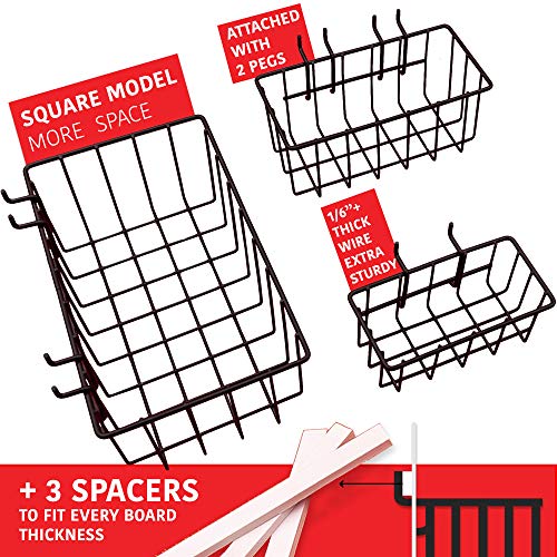 Heavy Duty Pegboard Hooks & Baskets Set, 60-Piece Pegboard Organizer