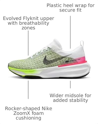 Nike Men's Invincible 3 Road Running Shoes (White/Volt/Hyper Pink/Black, us_Footwear_Size_System, Adult, Men, Numeric, Medium, Numeric_15)