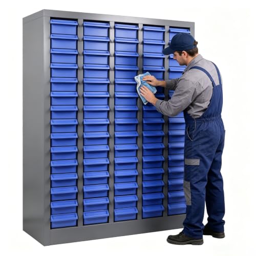 Nut and Bolt Storage Cabinet with ABS Drawer,Steel Small Parts Storage Organizer,35.4" Hx8.66 Dx25.8 W Screw Organization for Garage Hardware,Nails,Fastener,Bolts,and More (75 ABS Drawers) (75)