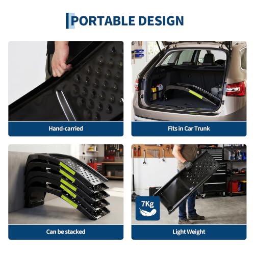 Garvee Steel Car Ramps 8000 LBS Heavy Duty for Oil Change, 2 Pack