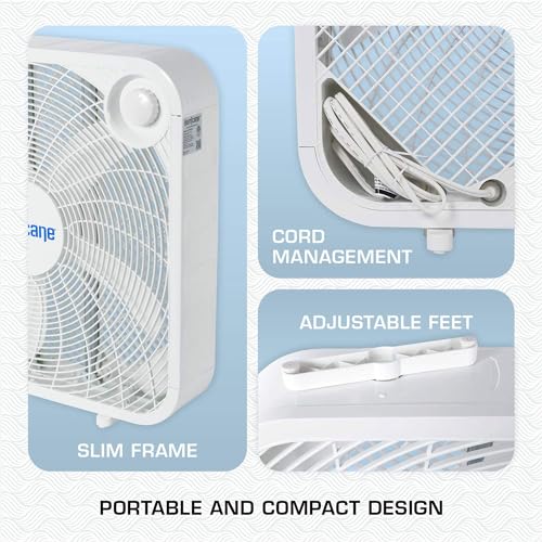 Hurricane Classic Floor Box Fan with 3 Speed Settings, White - 20in