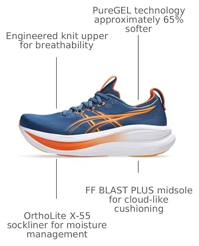 ASICS Men's Gel-Nimbus 28 Running Shoes, 11, Twilight Blue/ANZU