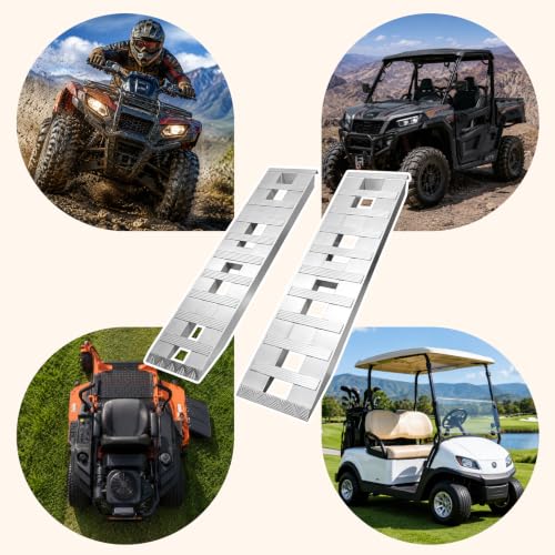FULUPET 2PCS 58''x14'' Heavy Duty Aluminum Trailer Ramps, 6000lbs Capacity Loading Ramps with Extra Wide Flat Surface, Lightweight for ATV, UTV, Lawn Mower and Tractor (58''x14'')