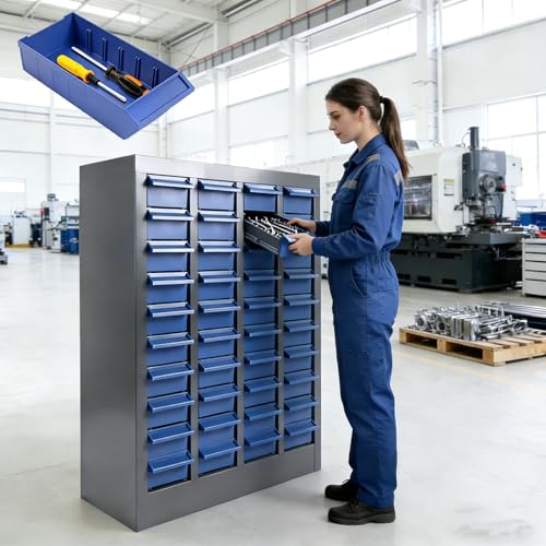 40-Drawer Parts Cabinet, Bolt Organizer with ABS Drawers & Dividers, Steel Bolt Bins, Nut and Bolt Organizer for Garage, Workshop, Home and Office (40 Drawer)