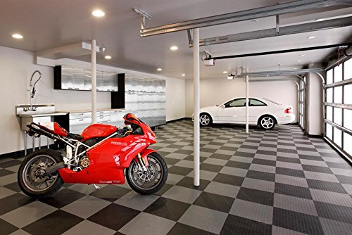 Big Floors GarageDeck Garage Floor Tiles, Interlocking Garage Flooring, Coin Pattern Non-Slip Heavy-Duty Copolymer Modular Tile (Black, 48 Pack of 12 x 12" Tiles, 48 Sq Ft)
