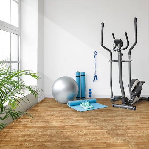 Sorbus 96 Sq. Ft. Wood Grain Floor Tiles Foam Mat EVA Interlocking Mats Tile 3/8-Inch Thick Flooring Wood Puzzle Exercise Mats w/Borders - Home Playroom Basement, Apartment, Trade Show, Baby, Dance