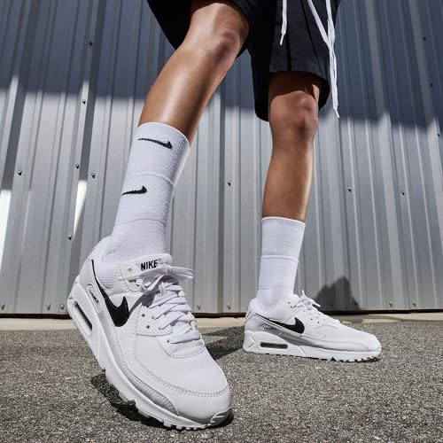 Nike Air Max 90, Men's Running Shoes, White Black White, 7 US