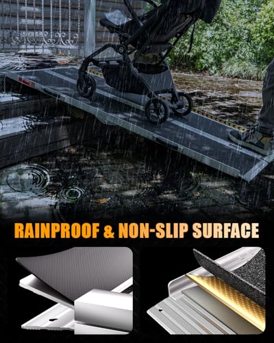 VNN Portable Wheelchair Ramp 5FT, Seamless Non-Slip Aluminum Ramps for Wheelchairs for Home, Handicap Wheelchair Ramps for Home Steps, Aluminum Loading Dock Plates, Black