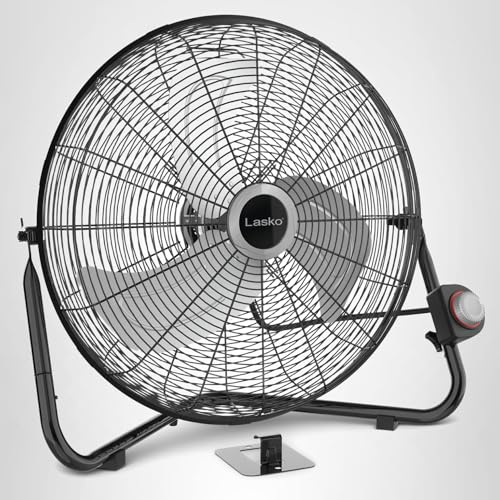 Lasko 20" Black High Velocity Wall Mount Fan with Pivoting Head - 3 Speeds, Ideal Wall Mount Fan or Floor Fans for Home, Garage, Attic, 2264QM