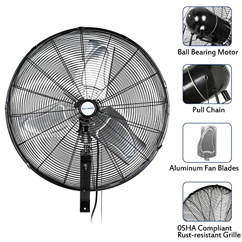 BILT HARD 6500 CFM 24in. High Velocity Industrial Wall Mounted Fan, 3-Speed Oscillating Heavy Duty Air Circulator for Commercial Use, Garage, Warehouse, Factory and Jobsite, 2 Pack