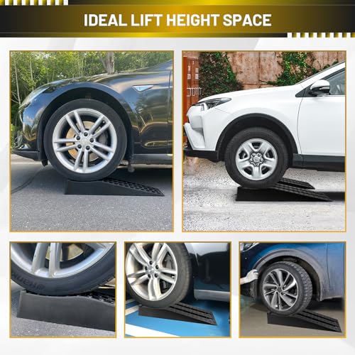 HOXWELL Portable Car Ramps for Oil Changes High Lift, Heavy Duty Low Profile Car Ramps for Jack Support, Vehicle Ramps for Garage, 31.5''x8.1''x4.9'', GVW 10000 LBS, 2PCS