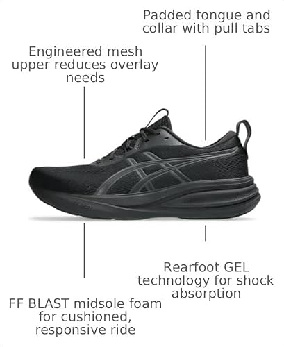 ASICS Men's Gel-Pulse 17 Running Shoes, 15, Black/Graphite Grey