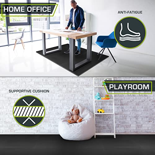 ProsourceFit Weaved Pattern Extra Thick Exercise Puzzle Mat 1-inch, EVA Foam Interlocking Tiles for Protective, Cushioned Flooring for Home and Gym Equipment; Black, 72 SQ FT, 18 Tiles