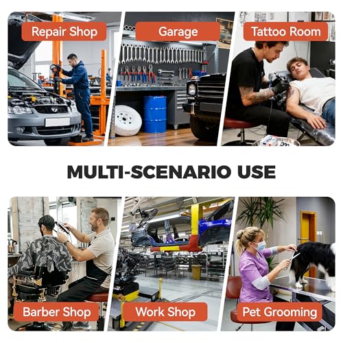 BestGlory Shop Stool with Wheels for Garage, Mechanics Rolling Chair with Backrest, Adjustable Height Heavy Duty Garage Stool with Footrest and Storage Tray, Swivel Task Chair for Workshop Salon