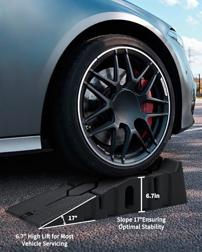 Garvee Plastic Car Service Ramps,Portable Low Profile Car Ramps for Maintenance or Oil Changes,5 Ton (12000 LB) Capacity,Lift Height 6.7 in, Home Garage,Vehicle Auto Garage Repair 2 Pack