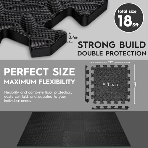 Haulcove 18 Pcs EVA Foam Floor Tiles, Puzzle Exercise Mat Set for Gym