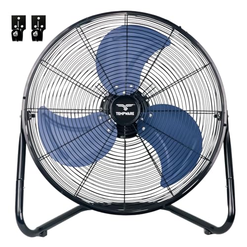 TEMPWARE 20 Inch High Velocity Industrial Floor Fan with 360° Tilt, Blue
