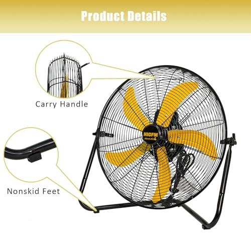 HiCFM 2 Pcs 20-inch 5300 CFM High Velocity Metal Floor Fan