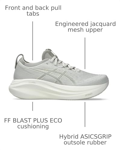 ASICS Women's Gel-Nimbus 27 Running Shoes, 8.5, Lake Grey/White SAGE