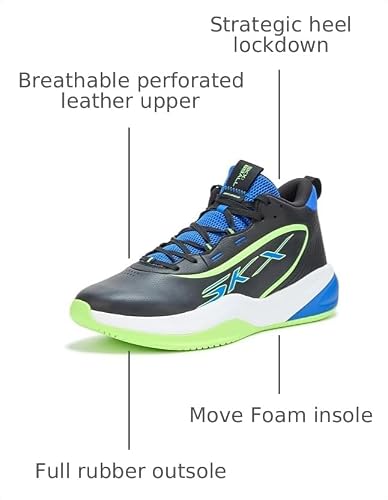 Skechers Men's Basketball SKX League Sneaker, Black/Blue, 10