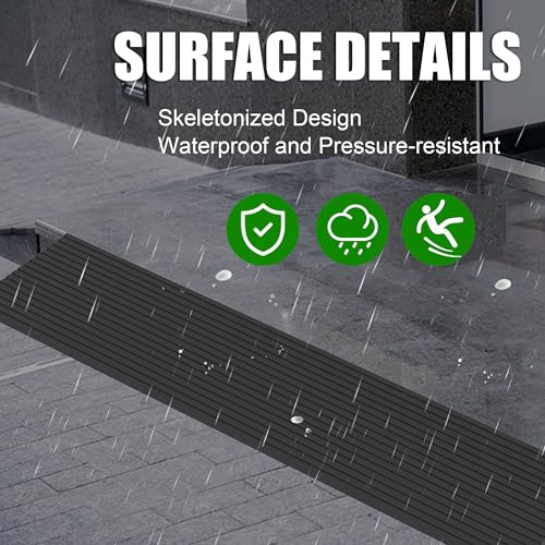 Nuvium 1" Rise Rubber Threshold Ramp for Doorways, Wheelchair Ramp