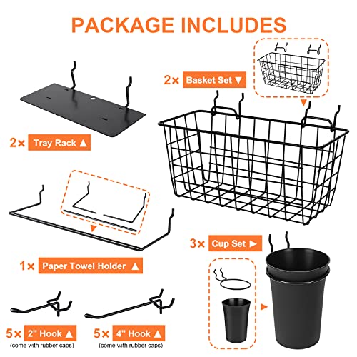 Pegboard Organizer Accessories 18 Pack, Peg Board Hooks Assortment (Black)