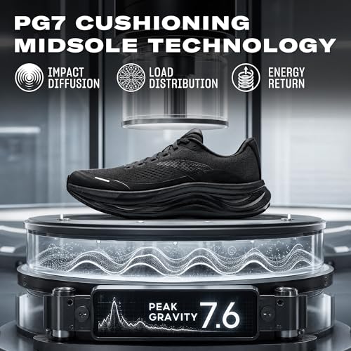 ANTA Men’s PG7 Running Shoes Cushioning Comfortable Breathable Athletic Workout Gym Cross Trainer Sports Sneakers, Black, 10