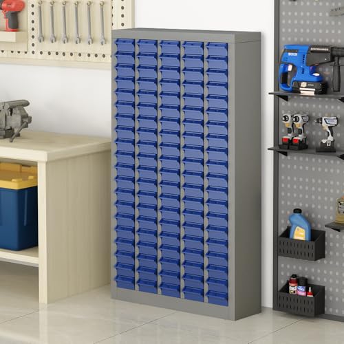 DIYTUNINGS 100 Drawers Part Cabinet Chest, Bolt Nut Tool Storage Documents with ABS Material Drawer for Hardware Organization Equipment Shelves Garage Workshop Office Supplies, Grey