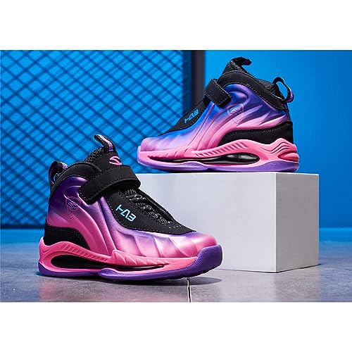 LackBlue Boys Girls Sneakers Fashion Basketball Shoes for Kids Nonslip Athletic Sports Running Shoes for Boys Girls Pink Purple Size 11.5,(1 Pair)
