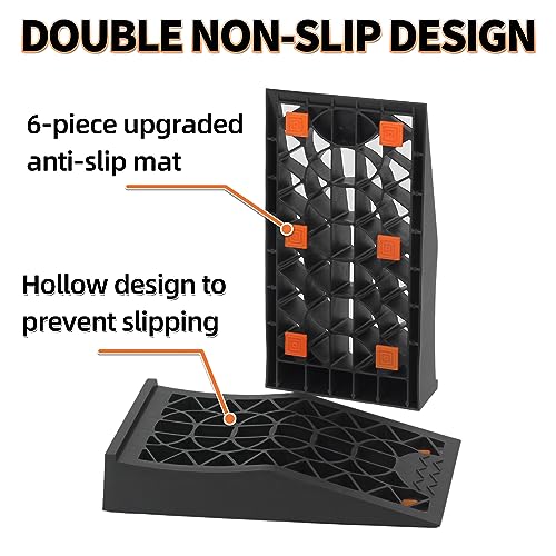 OULEME 2.44" Lift Low Profile Car Service Ramp - 2 Pack with Anti-Slip Pads for Lift Maintenance and Oil Changes, Low-Chassis Car Tire Ramps for Jack Support