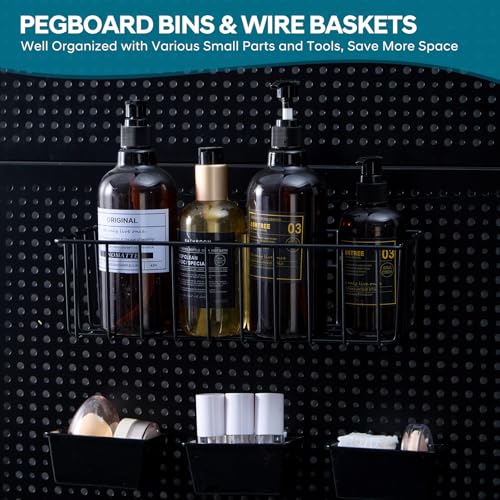 Daanxw 246PCS Pegboard Accessories Organizer Kit,Includes Pegboard Hooks,Bins,Baskets,Paper Towel Holder;Suitable for 1/8 and 1/4 Pegboard,Can be Used for Hanging Tools,Garage Storage,etc. (Black)