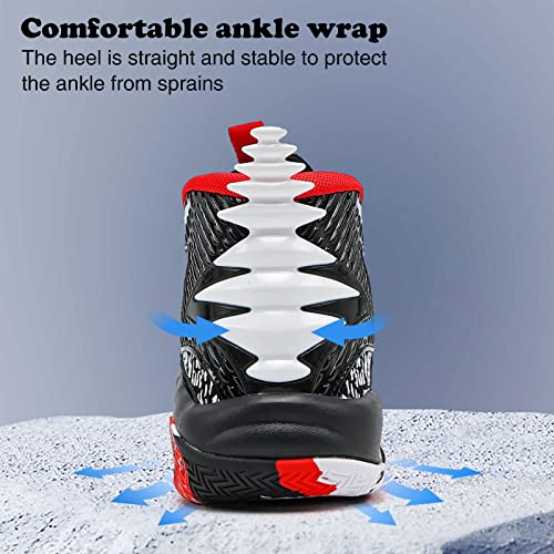 JMFCHI Boys Basketball Shoes Kids High-top Sneakers Non-Slip Cushion