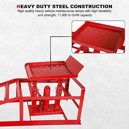 2 Pack Hydraulic Car Ramps 5T 10000lbs Low Profile Car Lift Service Ramps Truck Trailer Garage,Height Hydraulic Vehicle Ramps (Red)
