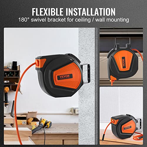 VEVOR Retractable Air Hose Reel 3/8IN x 50FT Hybrid Air Hose Max 300PSI