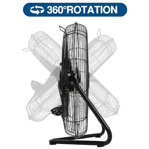 BILT HARD 4650 CFM 20" High Velocity Floor Fan, 3-Speed Heavy Duty Metal Fan with Wall-Mounting System, Industrial Shop Fan for Commercial, Garage, and Greenhouse