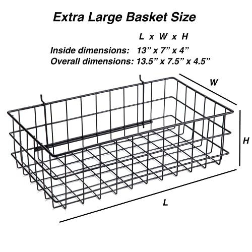 Right Arrange Pegboard Basket Size XL, Black - Hooks to Any Peg Board - Square Style Wire Shelf Baskets - Organize Tools, Workbench, Accessories, Garage Storage - Wall Organizer Attachments