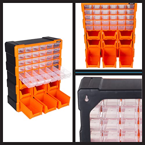 Stalwart Plastic Storage Drawers - 39-Drawer Screw Organizer, Black